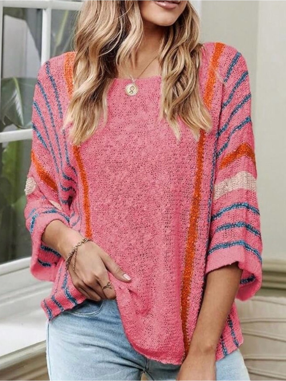 Dokotoo Casual Crewneck Lightweight Knit Boho Pullover Sweater
